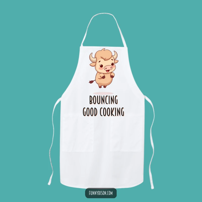 Funny Cute Bison Bouncing Apron - Delightful Hooves Chef Bison