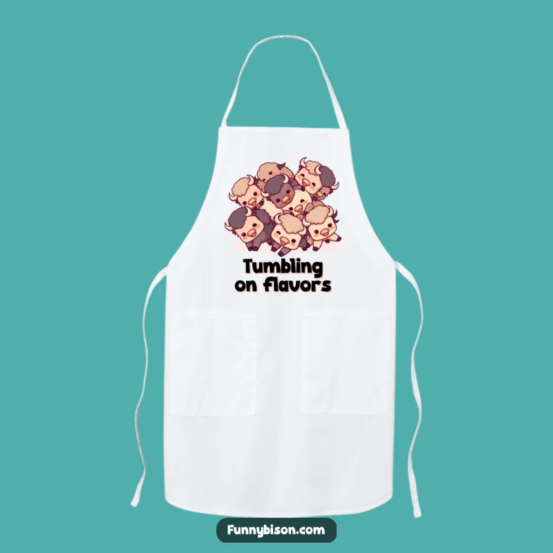 Playful Funny Kawaii Bison Tumble Apron - Fun Group Kitchen Bison Gift