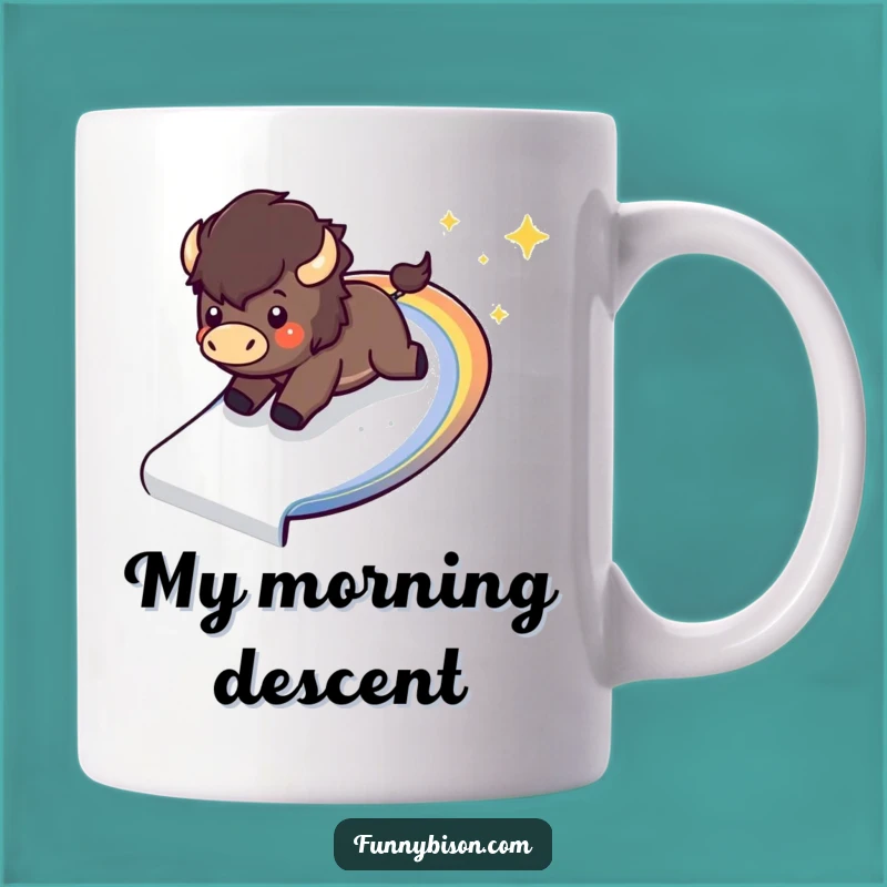 Funny Kawaii Bison Rainbow Slide Mug - Exciting Sliding Bison Gift for Thrill Seekers