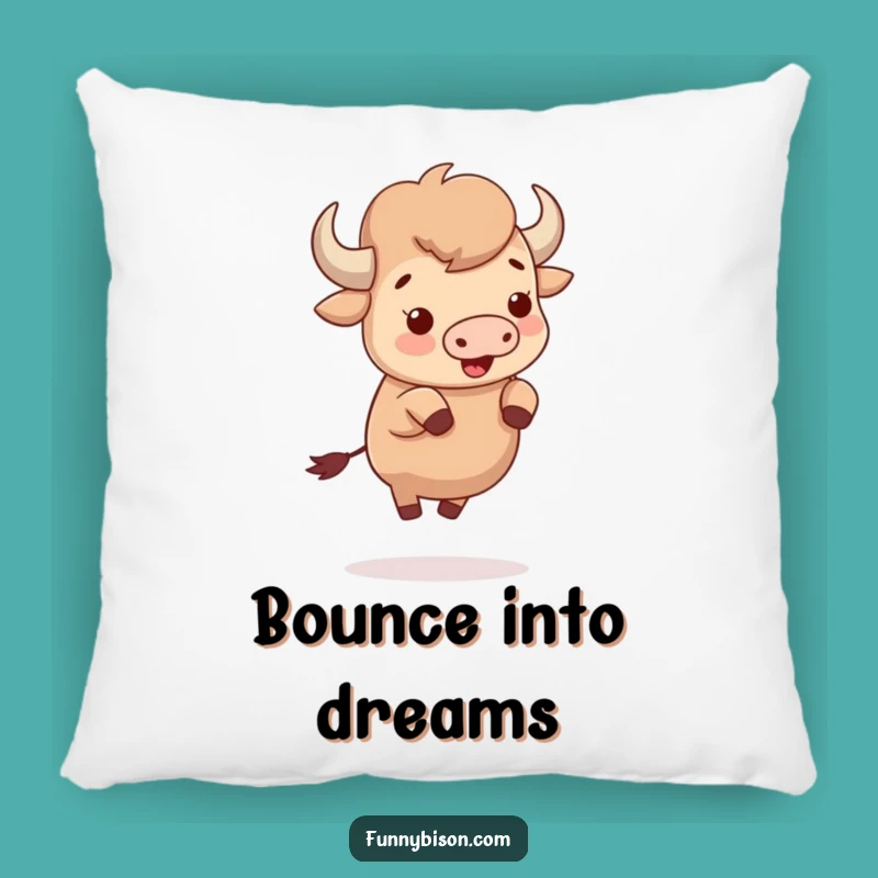 Funny Cute Bison Bouncing Pillow - Delightful Hooves Bison Cushion