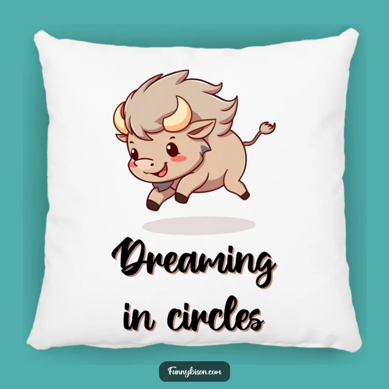 Soft Funny Kawaii Bison Tail Chase Pillow - Comfortable & Whimsical Bison Gift