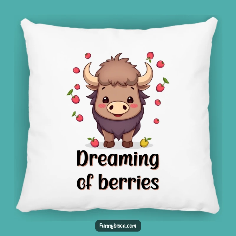 Funny Smiling Bison Juggling Pillow - Berry Horns Comfort Bison Cushion