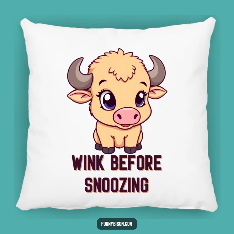 Funny Bison Calf Pillow: Soft & Cute Wink Design, Cozy Funny Gift
