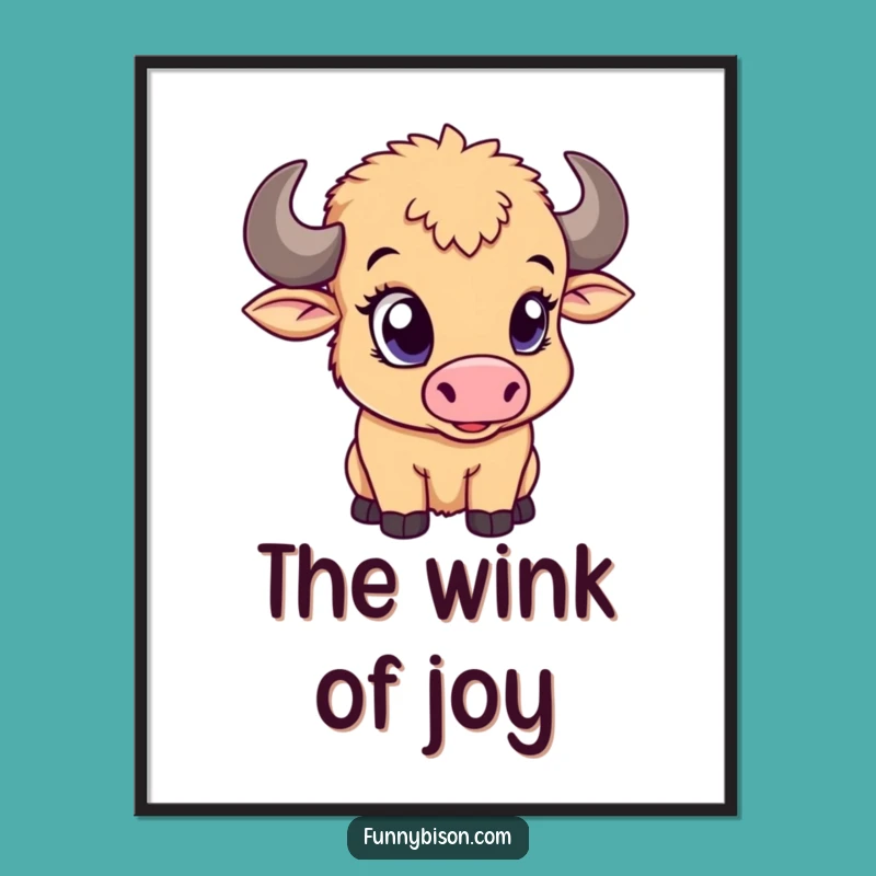 Funny Bison Calf Wink Digital Art: Instant Playful Charm, Downloadable Funny Gift
