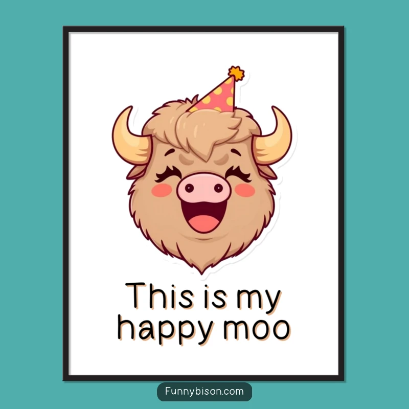 Funny Bison Party Digital Art: Hilarious Laughing Bison Print, Instant Funny Gift