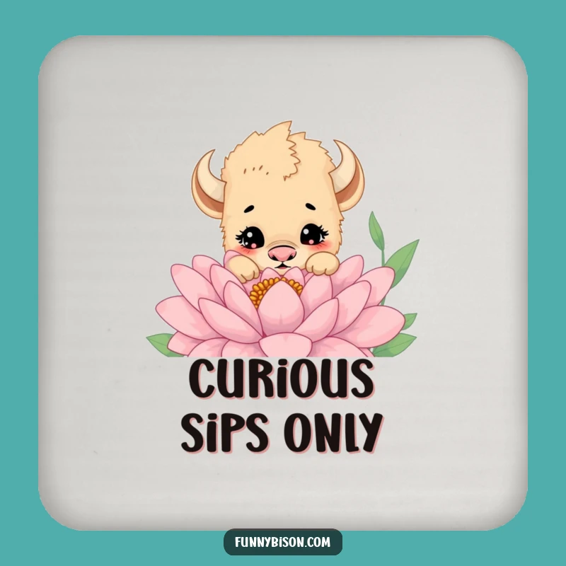 Funny Bison Cub Coasters: Curious Protection, Adorable Funny Gift