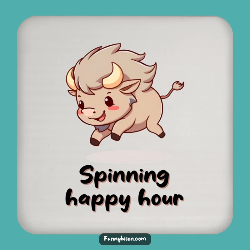 Protective Funny Kawaii Bison Tail Chase Coaster - Chic & Playful Bison Gift