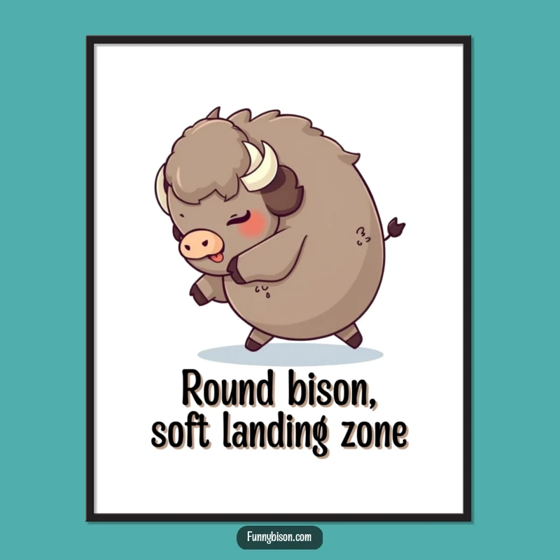 Free Printable Wall Art: Tripping Round Bison - Funny Downloadable Quirky Decor