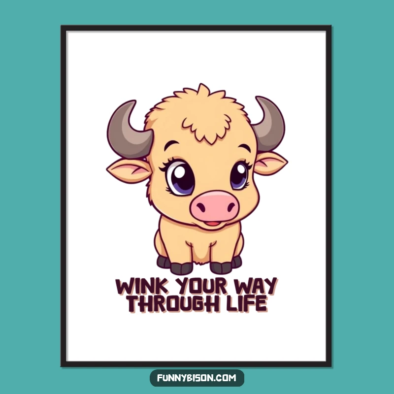 Funny Free Printable Wall Art: Winking Bison Calf Downloadable Decor