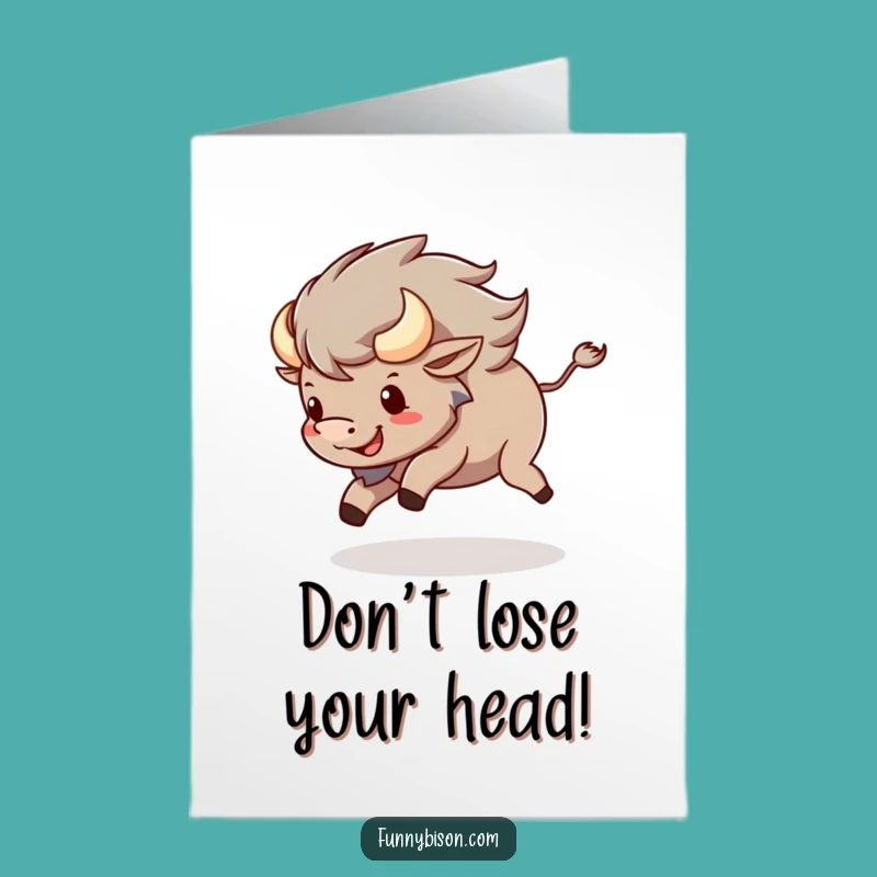 Free Printable Birthday Card: Dizzy Kawaii Bison Fun