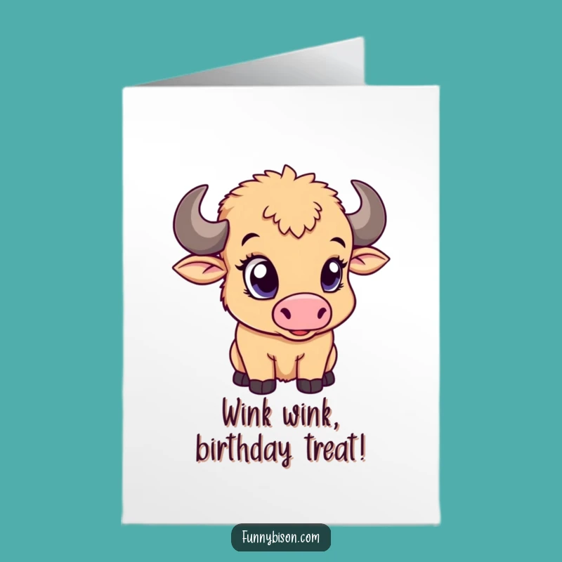 Free Printable Birthday Card: Winking Bison Calf Funny Downloadable Gift