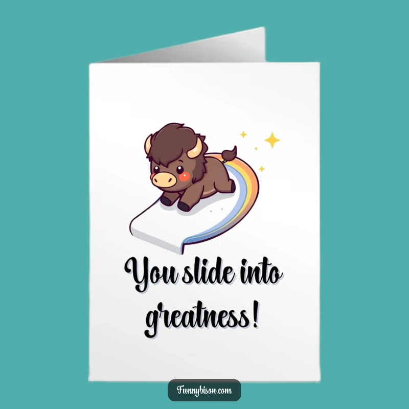 Free Printable Congrats Card: Speedy Bison Slide