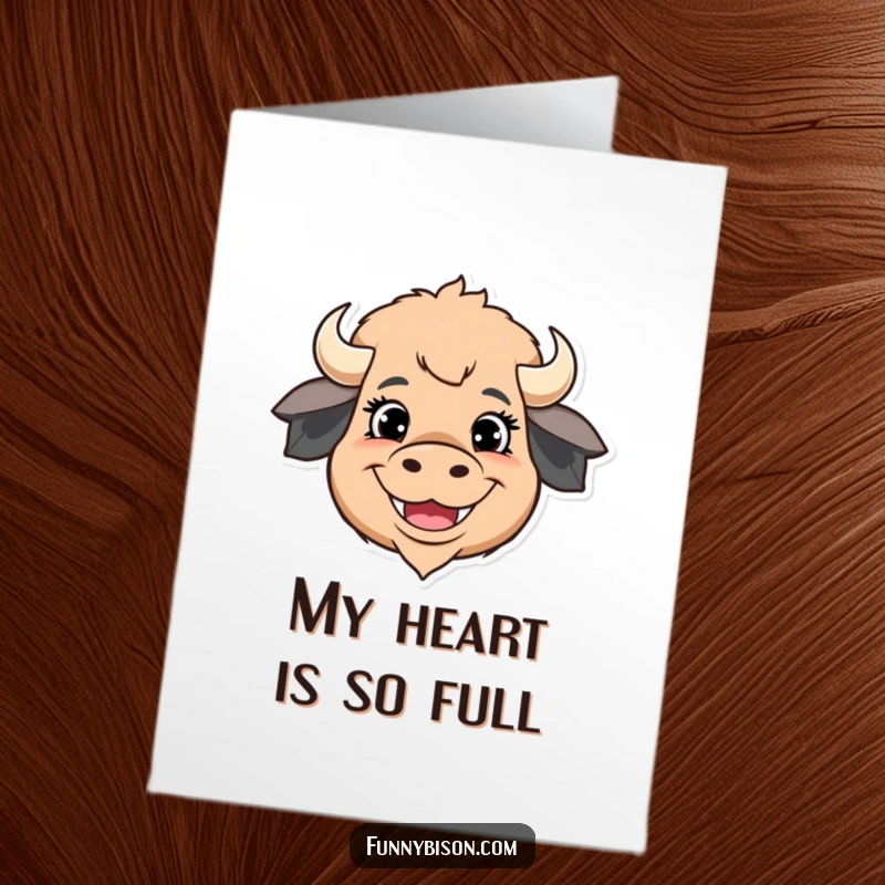 Funny Free Printable Thank You Card: a stylized bison head with over-the-top happy eyes and a grin. A downloadable expression of joy.