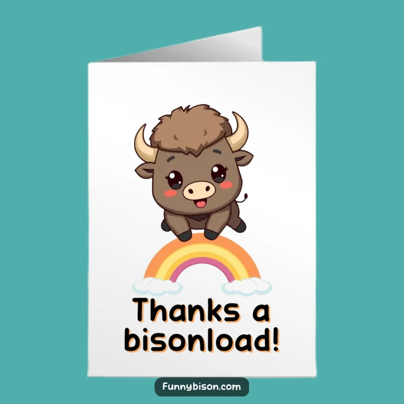 Free Printable Thank You Card: Funny Kawaii Bison Humor