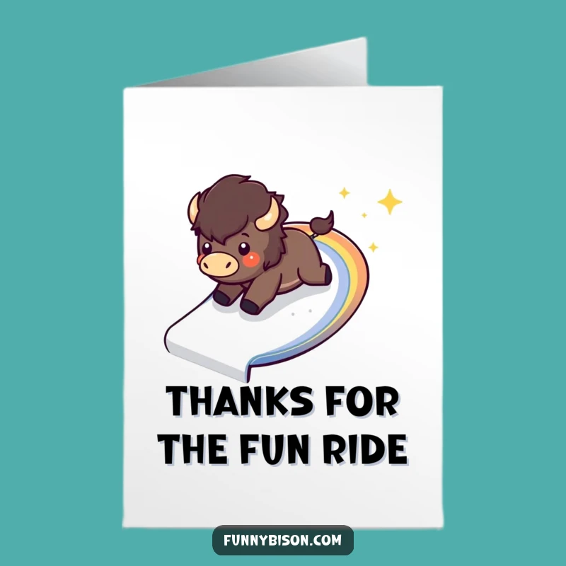 Free Printable Thank You Card: Sliding Bison Thanks
