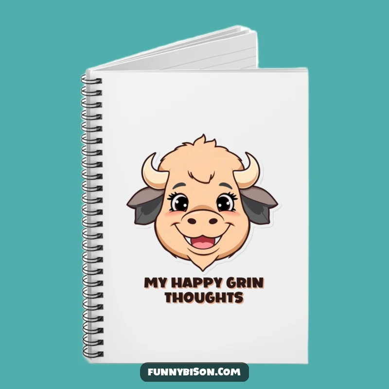Funny Bison Grin Notebook: Jot Down Happy Thoughts, Perfect Funny Gift