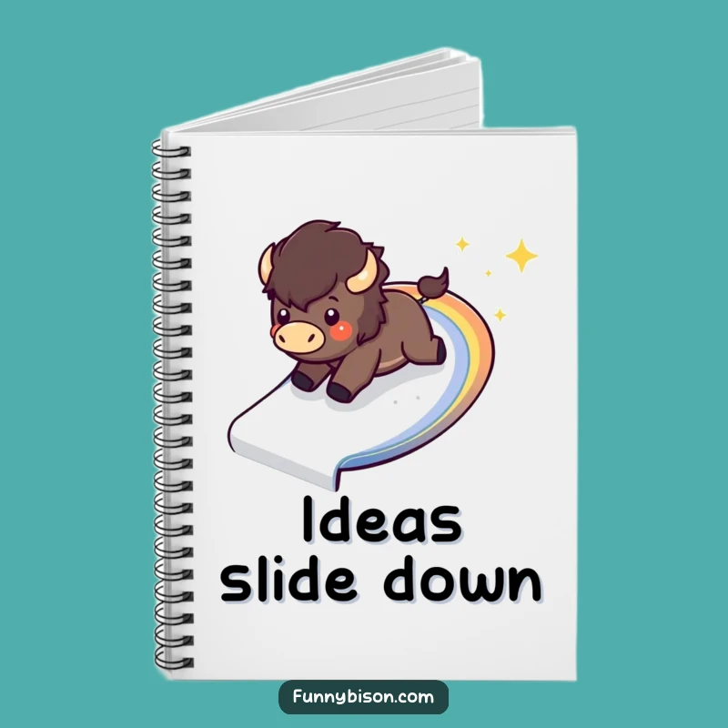 Creative Funny Kawaii Bison Rainbow Slide Notebook - Journal Your Adventures