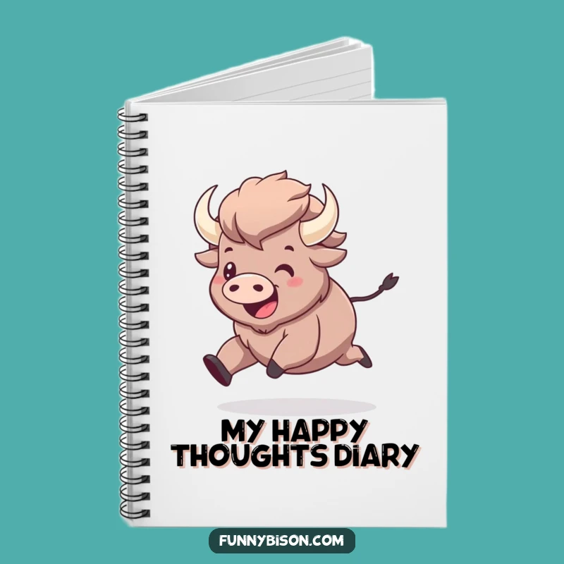 Funny Kawaii Bison Prancing Notebook - Joyful Bison Journal Gift