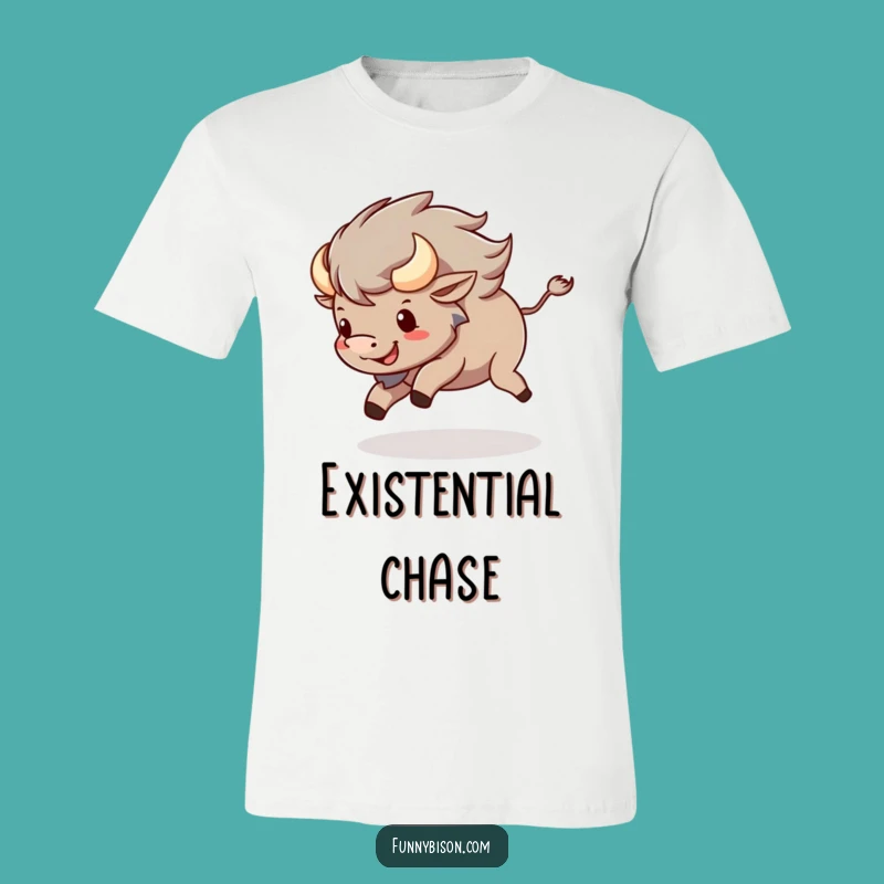 Funny Kawaii Bison Tail Chase T-Shirt - Playful Spinning Bison Graphic Gift