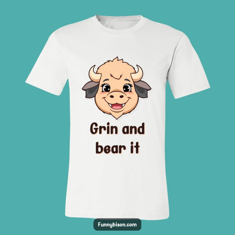 Funny Bison Grin Tee: Wear Your Joy, Hilarious Happy Bison Shirt