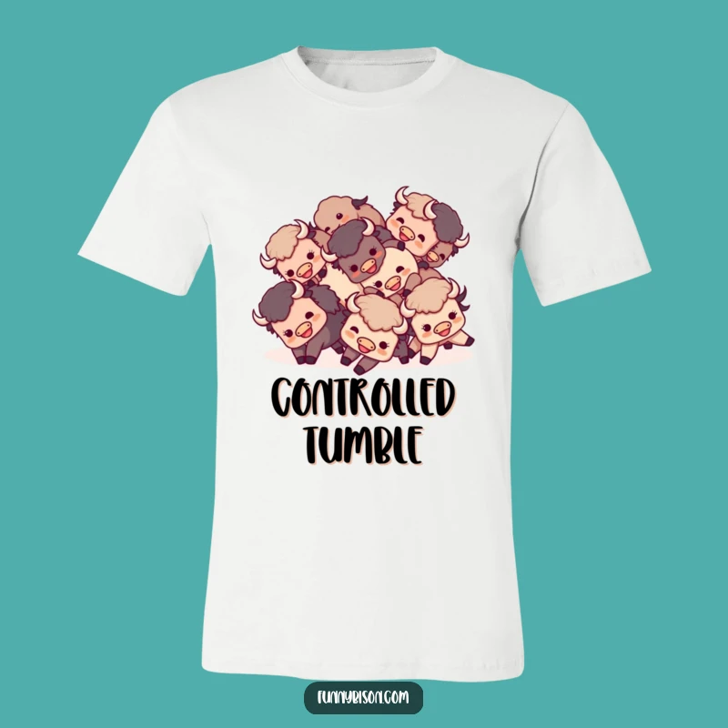 Funny Kawaii Bison Tumble T-Shirt - Playful Group Bison Graphic Gift