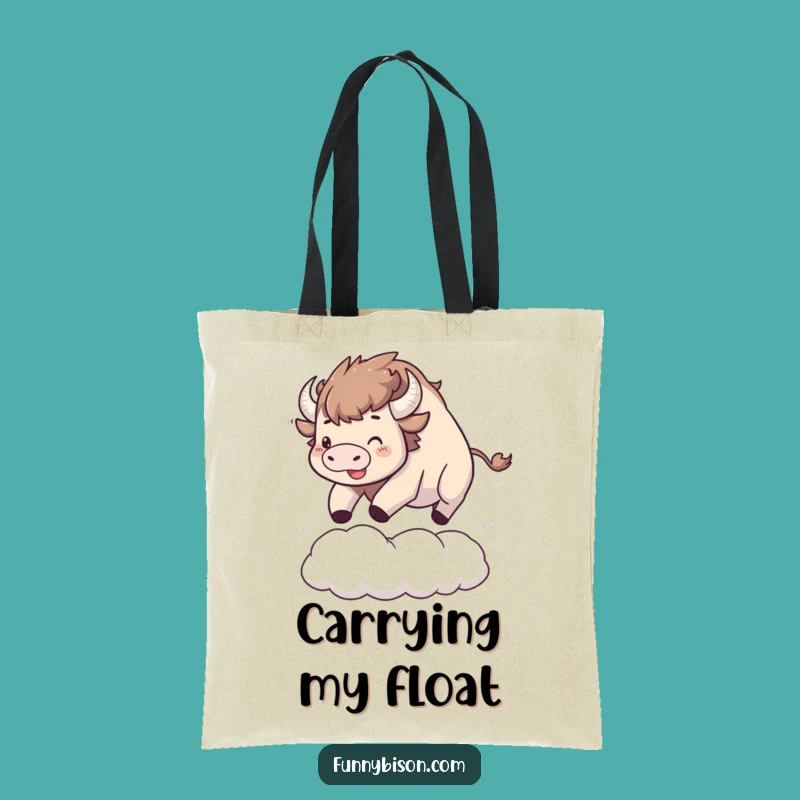 Stylish Funny Kawaii Bison Cloud Bounce Tote Bag - Practical & Cheerful Bison Gift