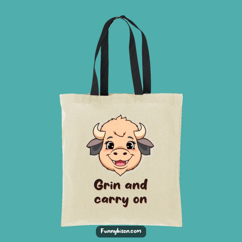 Funny Bison Grin Tote Bag: Carry Happiness, Stylish & Funny Gift