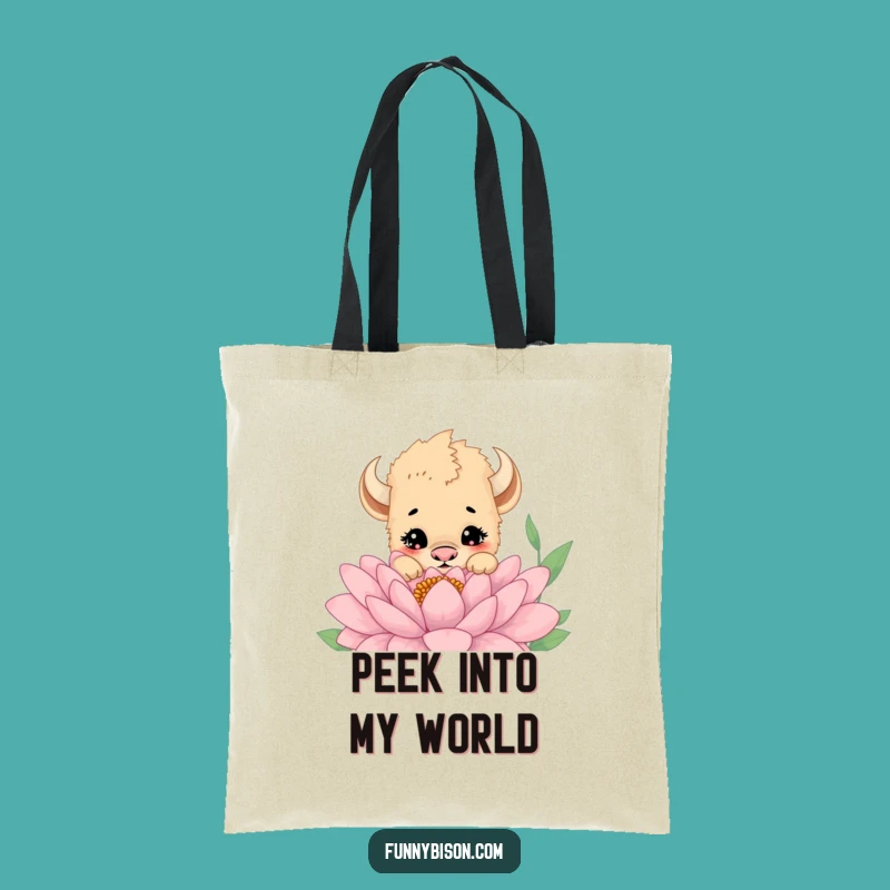 Funny Bison Cub Flower Tote: Carry Your Curiosity, Charming Funny Gift